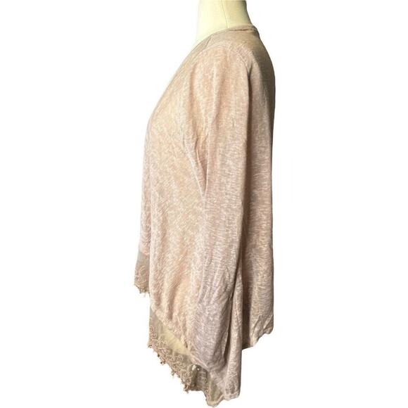 Lungo L'arno Dusty Rose Lace Cardigan Lightweight Medium Pink Boho Open Front - Picture 3 of 6